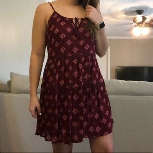 Burgundy patterned dress